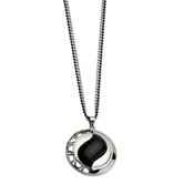 Stainless Steel Polished and Black Onyx PendantDouble Chain Necklace - 24 Inch