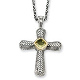 Sterling Silver With 14k .70Lemon Quartz 18inch Necklace