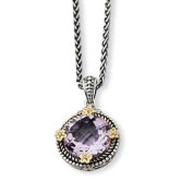 Sterling Silver With 14k 5.00Amethyst 18inch Necklace
