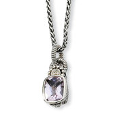 Sterling Silver 1.40Amethyst and .015ct. Diamond 18inch Necklace