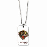 Ed Hardy Roaring Tiger Dog Tag Painted 24inch Necklace