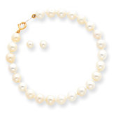 14k Childs Cultured Pearl Set - Bracelet and Post Earrings