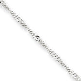 14K White-Gold Spring Ring Singapore Chain Bracelet