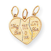 14k Break-Apart Big Sis Mom Lil Sis Charm