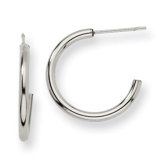 Stainless Steel 16mm Diameter J Hoop Post Earrings