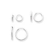 14k White Gold 3-Pair Set - Endless Hoop Earrings