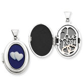 Sterling Silver Double Heart Cameo 21mm Oval Locket