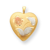 14k Gold Filled Tri-color 2-Frame Flower Heart Locket