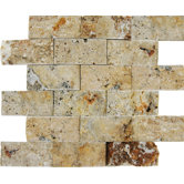 2" x 4" Splitface Travertine Mosaic in Tuscany Scabas