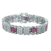 Bold and Beautiful Thick  Round Cut Flower Bracelet in Sterling Silver