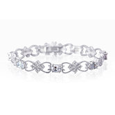 Delicate Filigree Design Oval and Round Cut Gemstone Bracelet in Sterling Silver