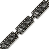 Inspirational Beauty Sterling Silver Marcasite Antique Style 7 inch Rectangular Link Bracelet