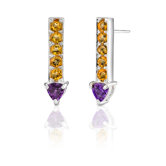 2.00 Carats Trillion Gemstone Round Earrings in Sterling Silver