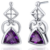 Ornate Class 1.50 Carats Gemstone Trillion Cut Earrings in Sterling Silver