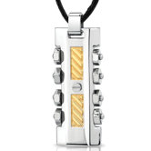 Stainless Steel Two tone Screw Rivet design Fancy Dog Tag Pendant with Adjustable Black Cord