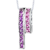 2.50 Carats Total Weight Princess Cut Amethyst and Pink Sapphire Slider Pendant Necklace