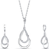 Unforgettable Beauty Sterling Silver Pendant Necklace Earrings Set with Cubic Zirconia