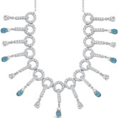 Dainty Chic 5.00 carats Briolette Drop London Blue Topaz and White CZ Gemstone Necklace in Sterling Silver