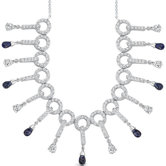 Dainty Chic Briolette Drop Sapphire and White CZ Gemstone Necklace in Sterling Silver