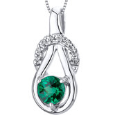 Elegant Glamour 0.50 Carats Round Cut Emerald Pendant with 18" Necklace