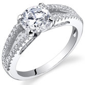 Sterling Silver Round Cut Cubic Zirconia Single Stone Ring