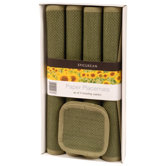 Woven Paper Placemats and Coasters in Green