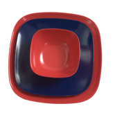 12 Piece Rounded Square Dining Set in Red and Blue