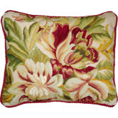 Magnolia 100% Wool Needlepoint Pillow