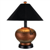 Phoenix Outdoor Table Lamp in Antiqued Copper with Black Sunbrella&reg; Shade