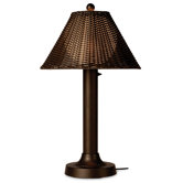 Tahiti II 34" Table Lamp with Walnut Wicker Shade and 3" Column in Bronze