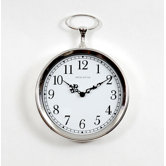 Pocket Watch Wall Clock in Bright Silvertone
