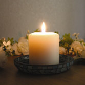 Blue Moon Glass Pillar Plate Candle Holder