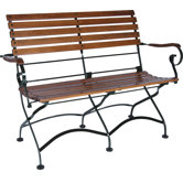 African Teak Folding 2-Seat Bench with Arms