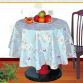 Flower PVC Table Cloth in Blue