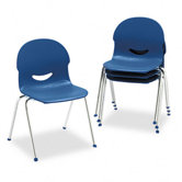 IQ Plastic Stack Chair, Navy, Chrome Frame, Four/Carton
