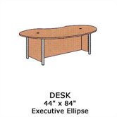 Plateau 84" W Executive Ellipse Desk
