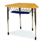 Zuma Plastic Trapezoid Desk with Plastic Book Box