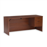 66" W Single Right-Handed Pedestal Credenza with Wood-Grain Laminate Surface