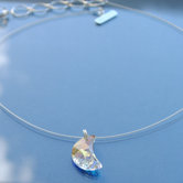 Sterling Silver Austrian Cut Crystal "Crescent Moon" Necklace