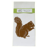 Organic Squirrel Block Print Tea Towel