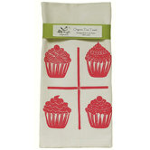 Organic Cupcake Grid Block Print Tea Towel