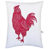 Rooster Block Print Squillow Accent Pillow