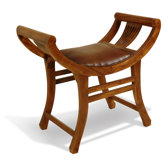 Campaign Teak and Leather  Kartini Single Bench