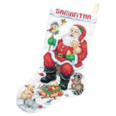 Santa and Animals Stocking Christmas Cross Stitch