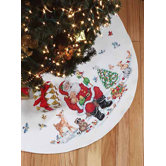 Santa and Animals Tree Skirt Christmas Cross Stitch