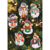 Snow Folks Christmas Ornaments Cross Stitch (Set of 6)