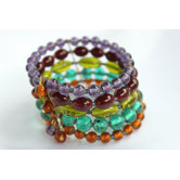 5 Strand Colorful Glass Cuff Bracelet