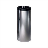 Metal Cylindrical 24-28" H Trash Receptacle with Black Top Ring and Optional Trash Bucket