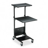 Adjustable Projection Stand, Two Shelves, 18 x 20 x 41-1/2 to 47-1/2, Black