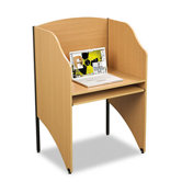 Teak Laminate Floor Privacy Study Carrel